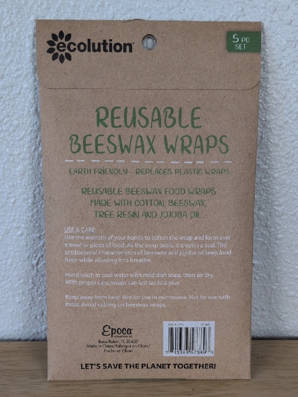 Ecolution Reusable Beeswax Wraps 5 pc Set - Picture 4 of 5